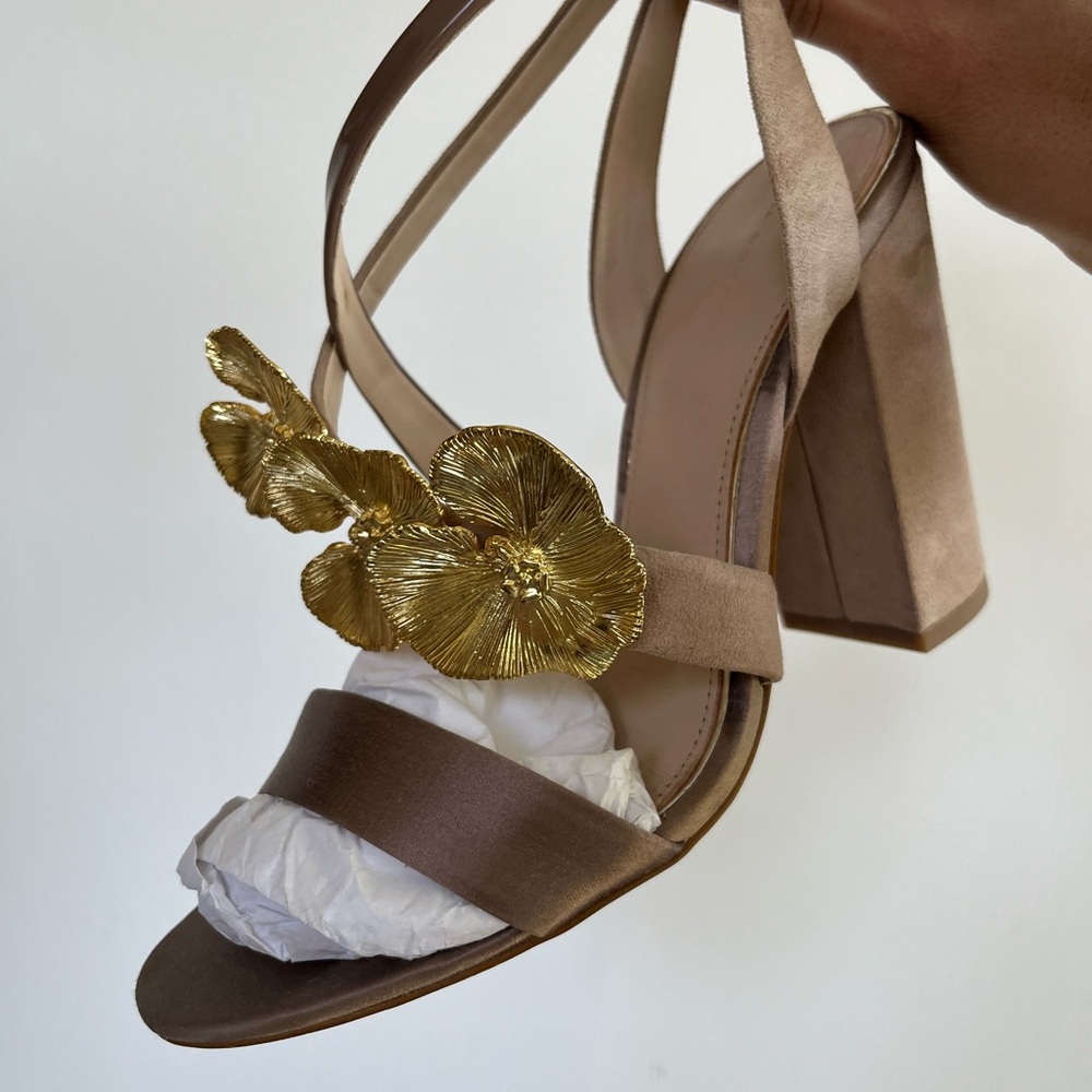 Zara Gold and Brown Heels with Elegant Design